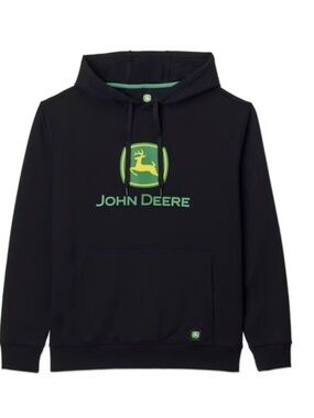 John Deere Black Hoodie NWT Logo Pullover Oversized XL Unisex Streetwear